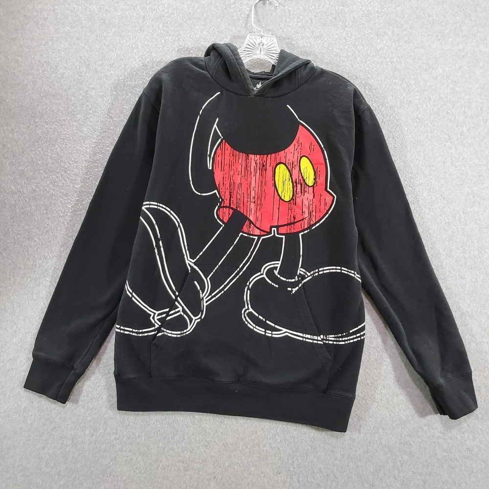 Disney Parks Women Sweatshirt Medium Black Hoodie Mickey Mouse Fleece Pullover